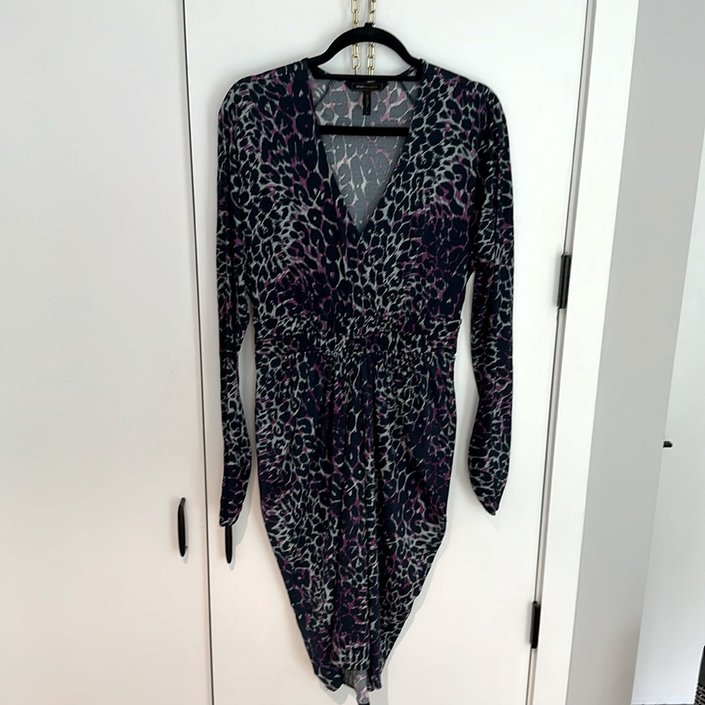 Blue-gray, Fuchsia Rouched BCBGMaxAzria Dress